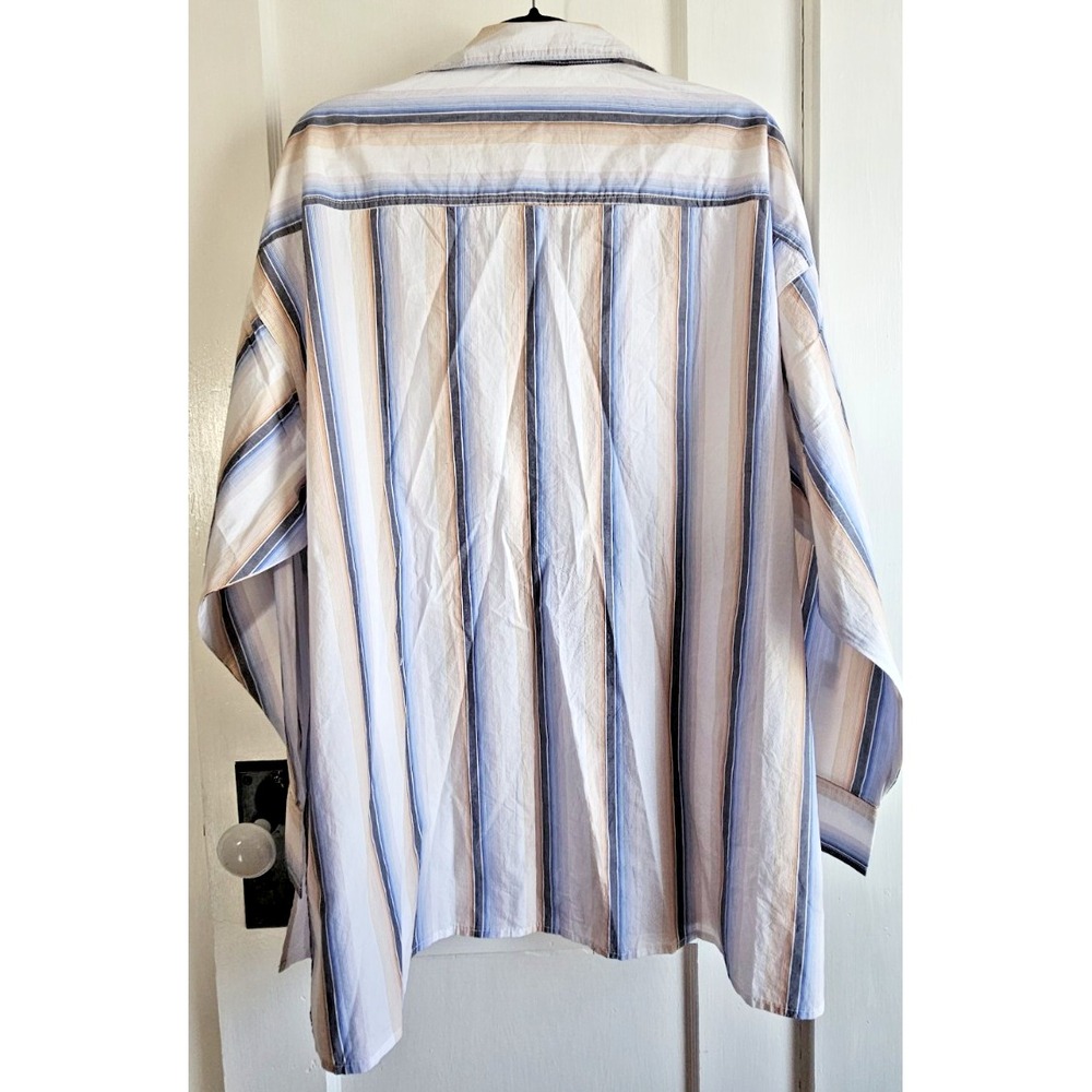 NWT Worthington woman long sleeve side slits button up long shirt striped Sz L - Picture 2 of 9